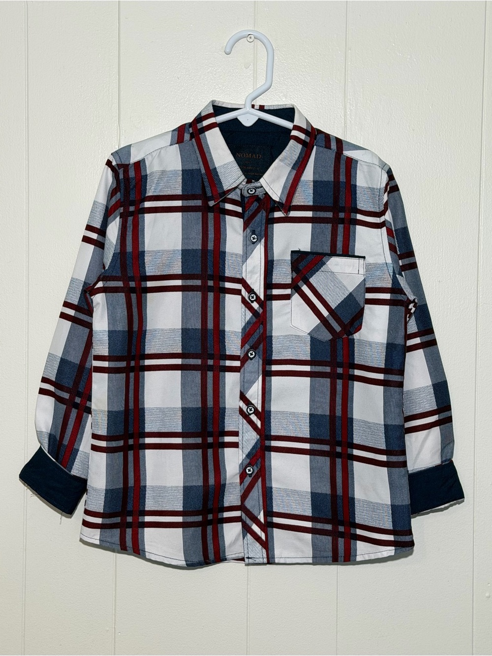 Nomad Boys Plaid Button-Down Shirt - White, Blue & Burgundy